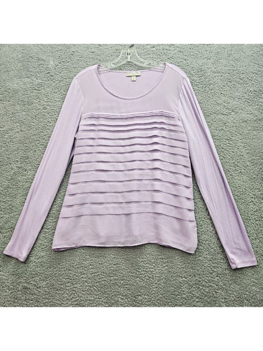 Dana Buchman womens Lavender Long Sleeve Pleated Top Size Large soft cozy casual